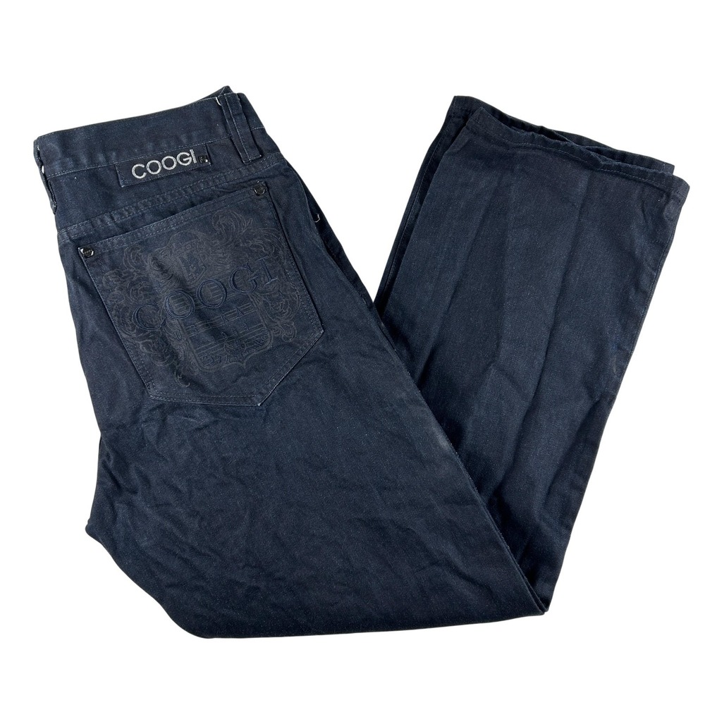 Coogi Jeans Mens 38x34 Dark Wash Luxe Straight‎ Logo Denim Embroidered Graphic